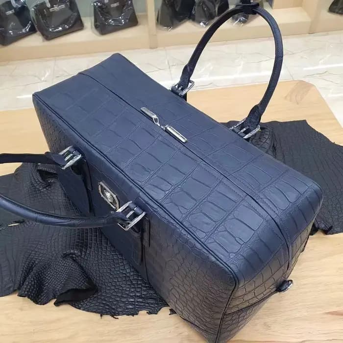 Sac de voyage de luxe en cuir de Crocodile véritable marron