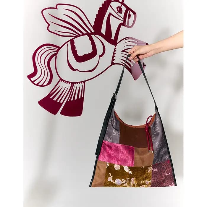 ELFSACK nouveau sac fourre-tout de grande capacité en cuir PU Patchwork Oriental pour les femmes