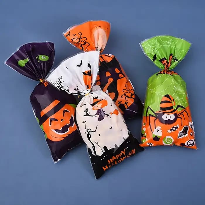 20-100 pièces sacs à bonbons mixte Halloween thème Style coloré citrouille fantôme chauve-souris