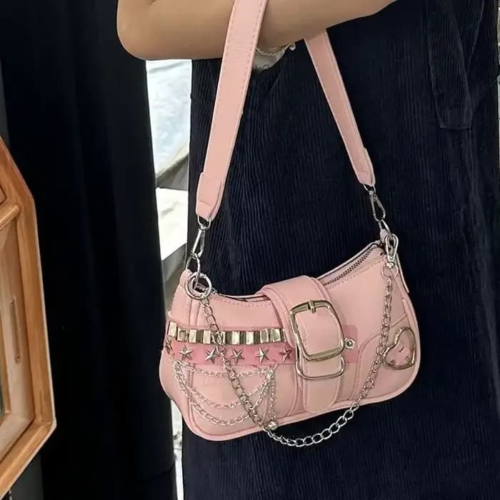 Sac à bandoulière de luxe en cuir PU Y2K pour filles