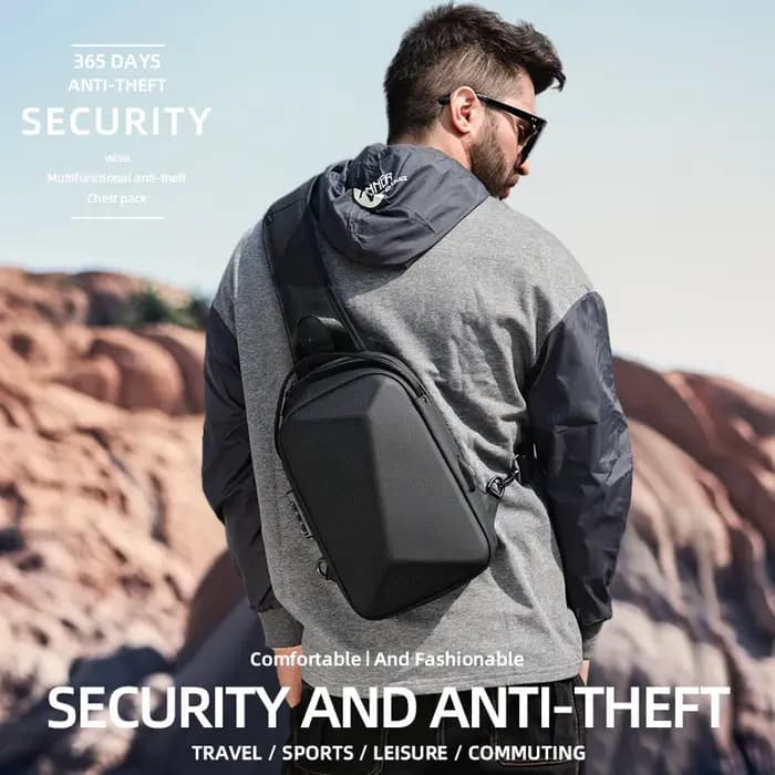 Fenruien sac pour hommes sac à bandoulière multifonction antivol étanche homme sac