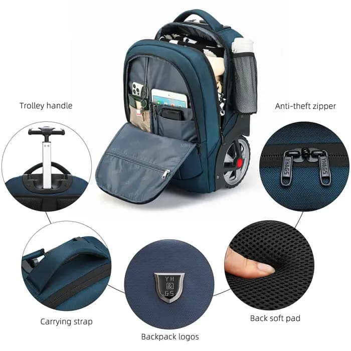 Sacs à dos de voyage à bagages roulants avec roues
