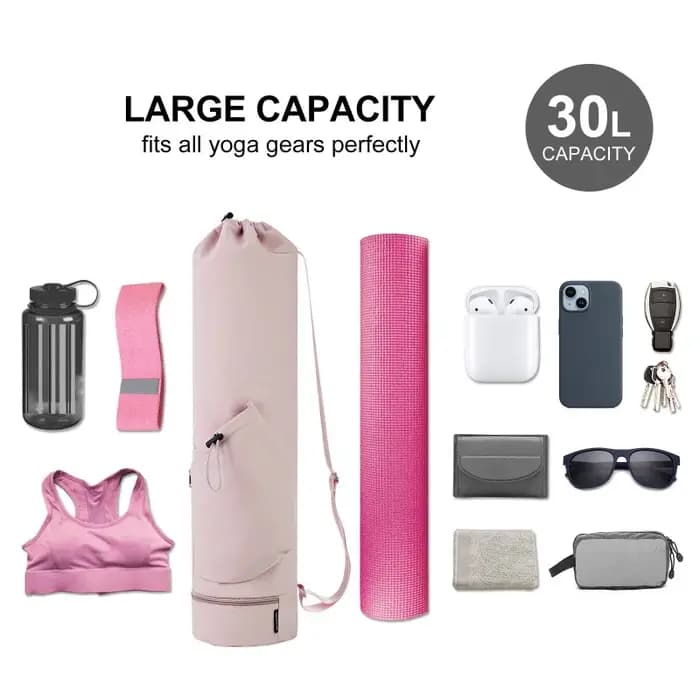 Sac pour tapis de yoga avec poche pour bouteille d'eau et rangement humide – Support multifonctionnel pour salle de