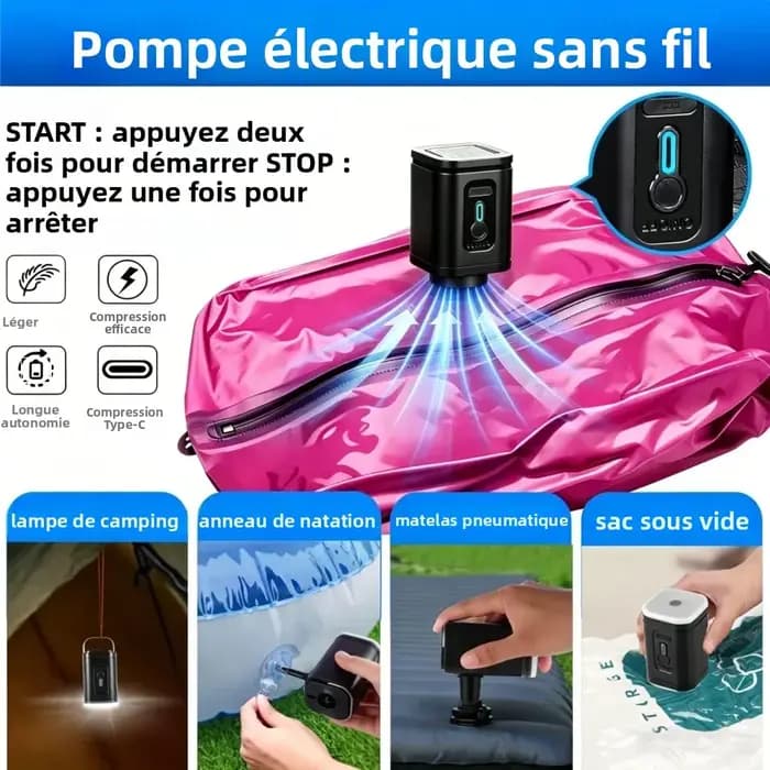 Sac de Rangement Sous Vide pour Vêtements avec Pompe Électrique Rechargeable USB