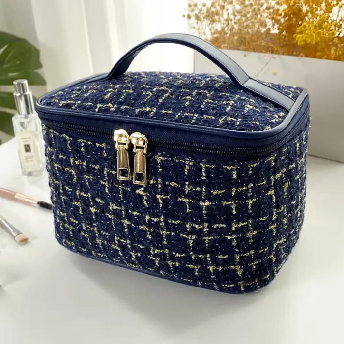 Sac à cosmétiques chic en tweed