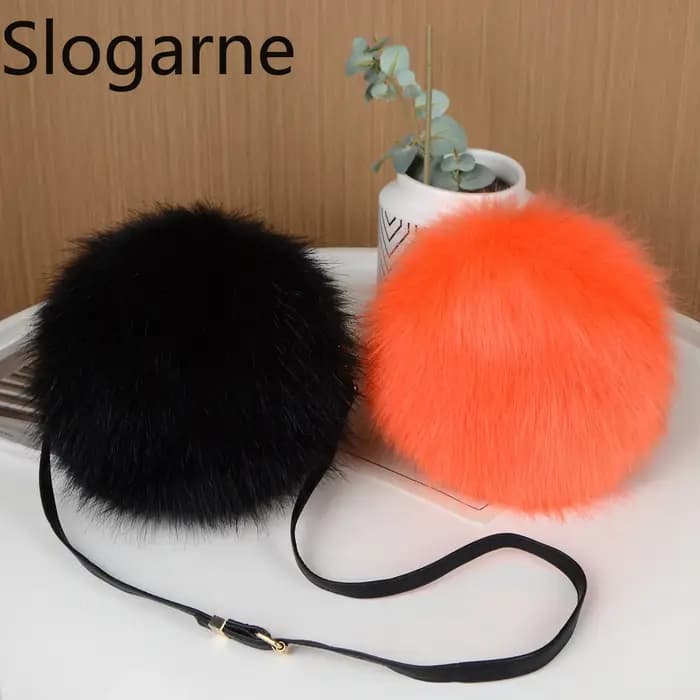 Mini sac à bandoulière rond en fausse fourrure pour femme