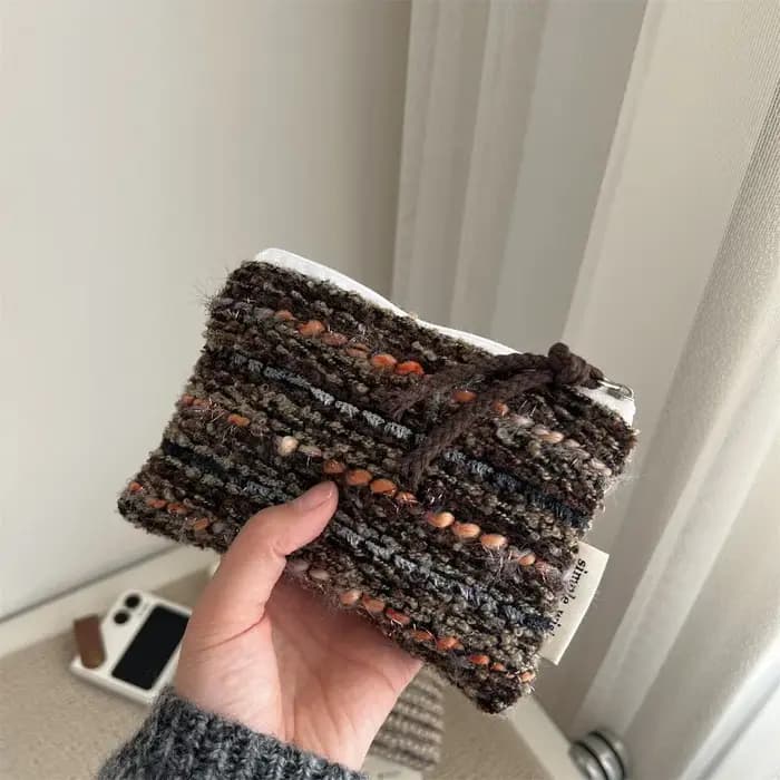 Mini trousse à cosmétiques rétro à carreaux et rayures