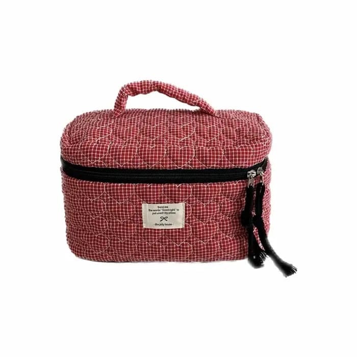 Sac de maquillage classique matelassé en forme de cœur