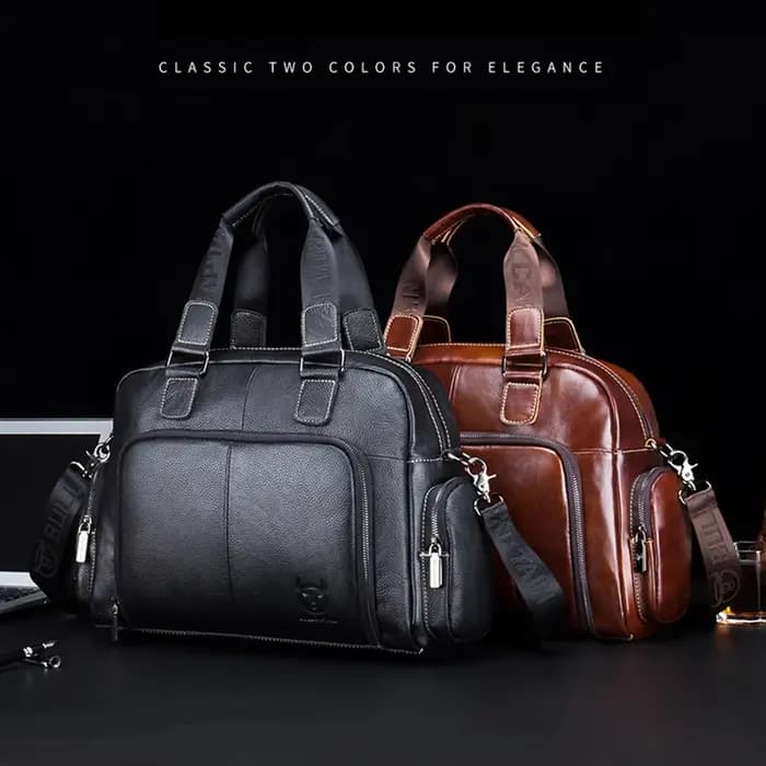 Sac à main en cuir véritable pour homme