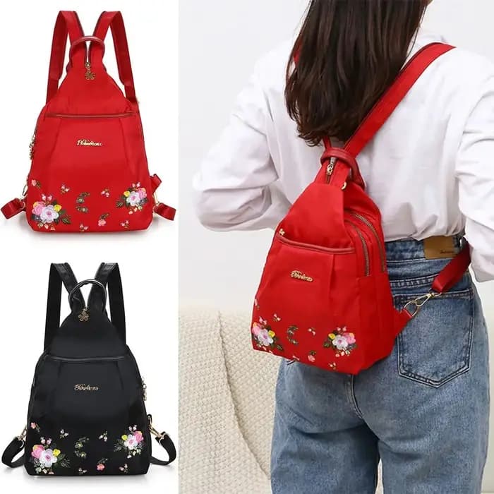 Mode broderie sac décontracté imperméable Oxford femmes sac à dos femme grande capacité voyage sac à main Shopping boutons-pression sac à bandoulière