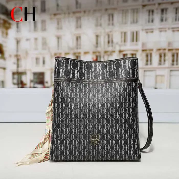 Sac seau vintage CH pour femme avec foulard en soie
