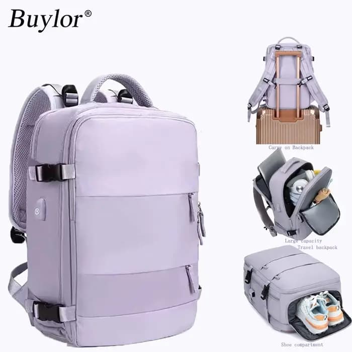 Buylor Sac à dos de voyage pour femme 40x25x17 Sac à dos de cabine d'avion Bagage à main Sac à dos pour ordinateur portable 14 pouces Sac à dos décontracté