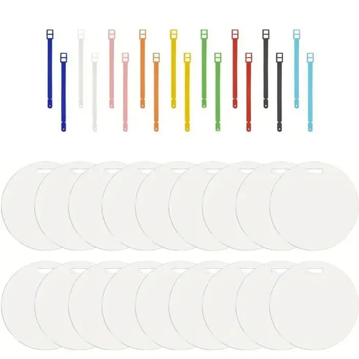 AUAU-Sublimation Blanks Étiquettes de bagage rondes en aluminium double face en vrac pour étiquettes
