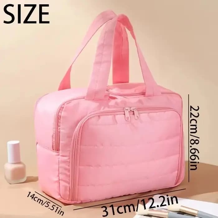 Grande trousse de maquillage matelassée - Sac de rangement portable multifonctionnel - Design à plusieurs couches - Nylon durable - Idéal pour les cadeaux de Noël