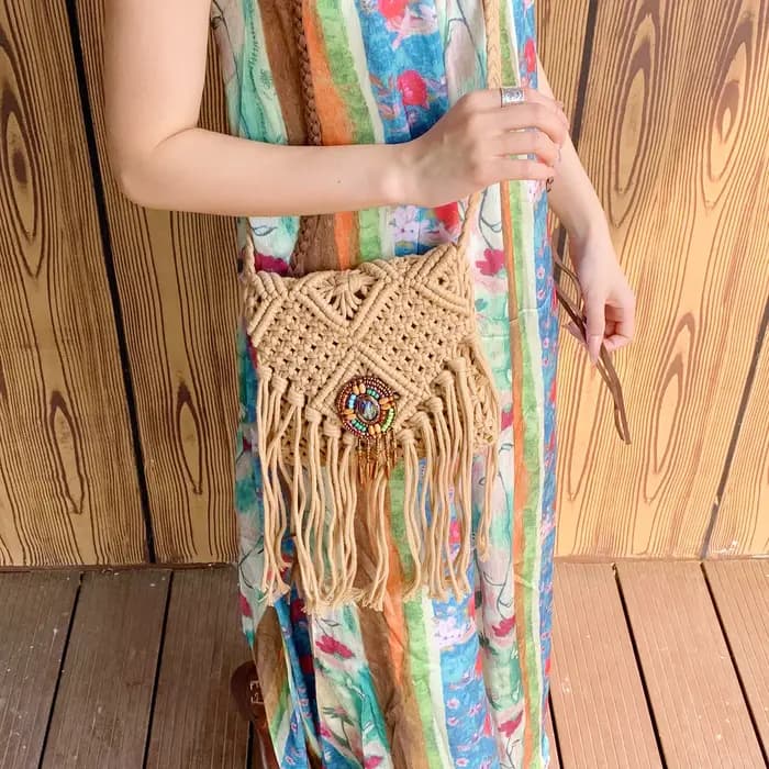 Nouveau sac bandoulière bohème en macramé pour femme