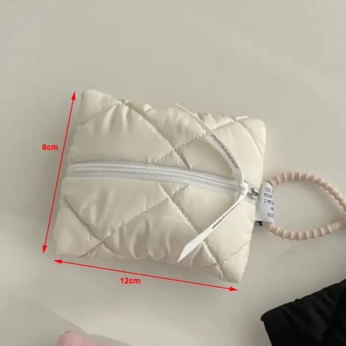 Mini sac à cosmétiques matelassé en coton
