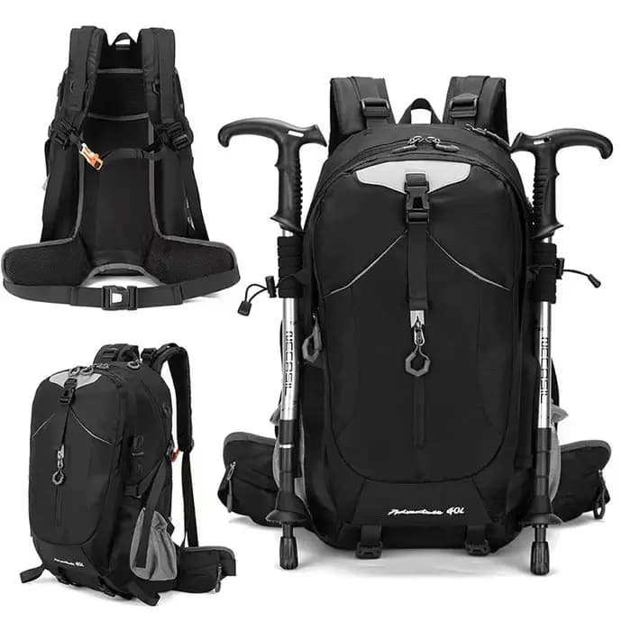 Sac à dos de randonnée imperméable 40L pour hommes et femmes, sac à dos de voyage pour ordinateur po