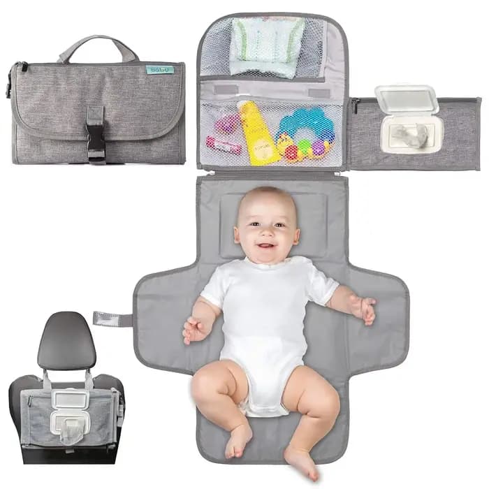 Matelas à langer portable avec sac de rangement – Tapis de changement de couches à une main pour sacs
