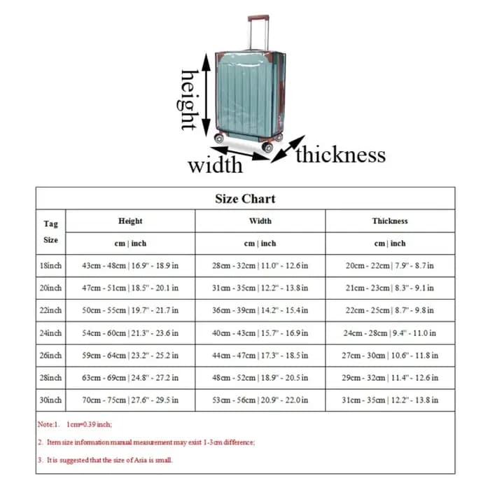 Housse de protection transparente en PVC, imperméable, pour valise, housse de rangement pour bagages, anti-poussière, accessoires de voyage