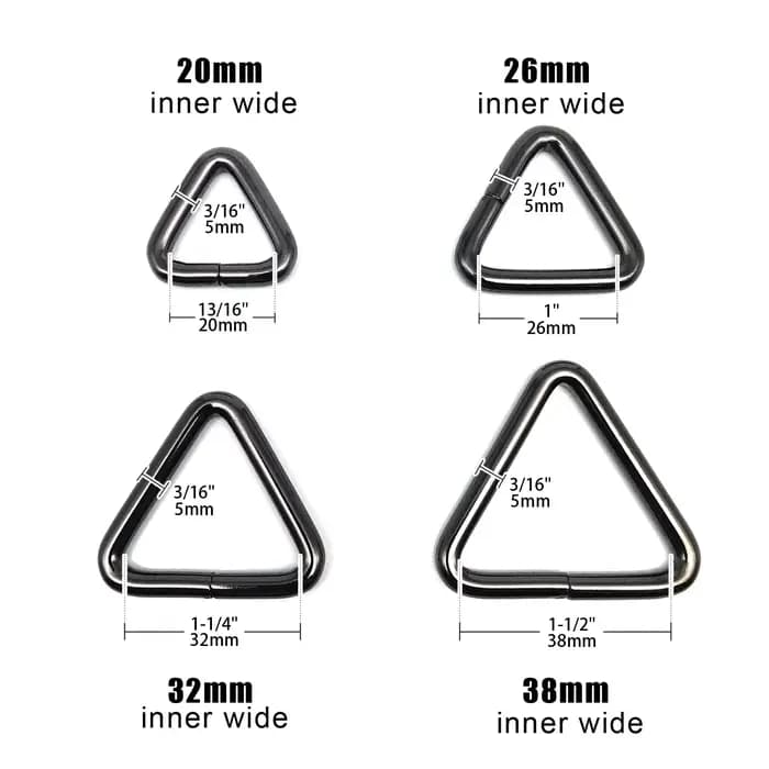 5 pièces fer haute qualité 20mm 25mm 32mm 38mm sac à main en cuir sac sangle ceinture chien collier chaîne Web O Dee Triangle anneau boucle fermoir