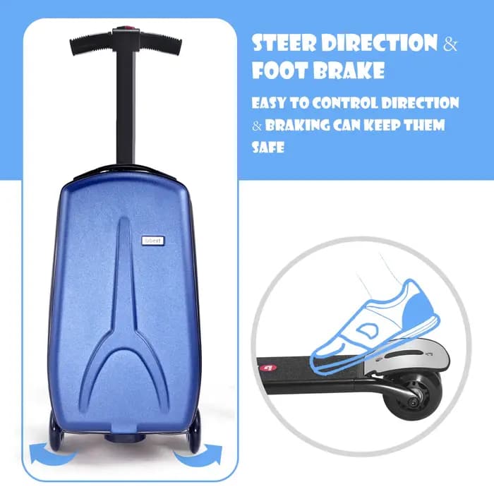 Valise trottinette pliable KO-KU pour enfants de 4 à 15 ans, grande capacité, sur roulettes, valise à roulettes de 18 pouces