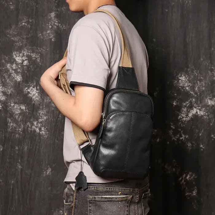 LUOKIR-Sac à Dos en Cuir group pour Homme et Femme, Petit Sac à Bandoulière en Peau de Vache de Gran