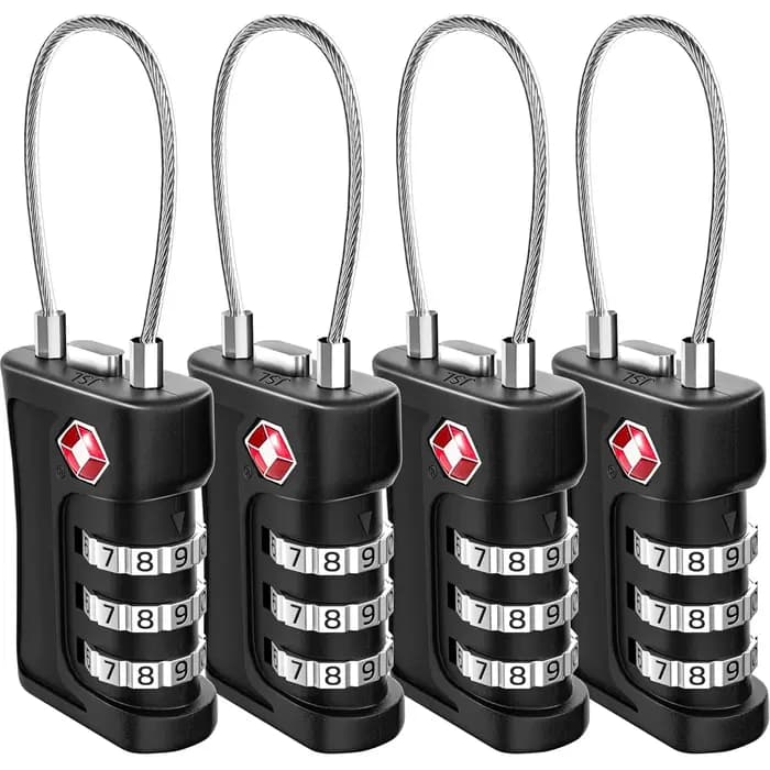 Lot de 4 cadenas à code douanier TSA pour bagages de voyage