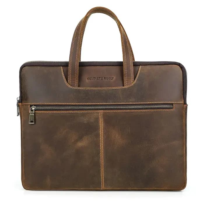 Porte-documents en cuir véritable pour hommes
