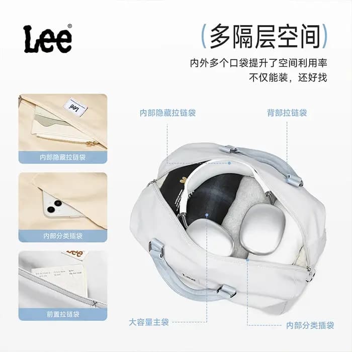 Sac de voyage rose grande capacité LEE pour femme avec compartiment à chaussures