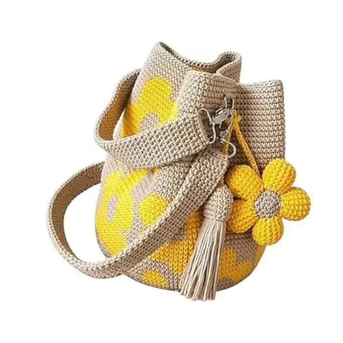Sac cabas en crochet d'été avec motif floral vintage - Sac en pur coton fait main pour femmes 7