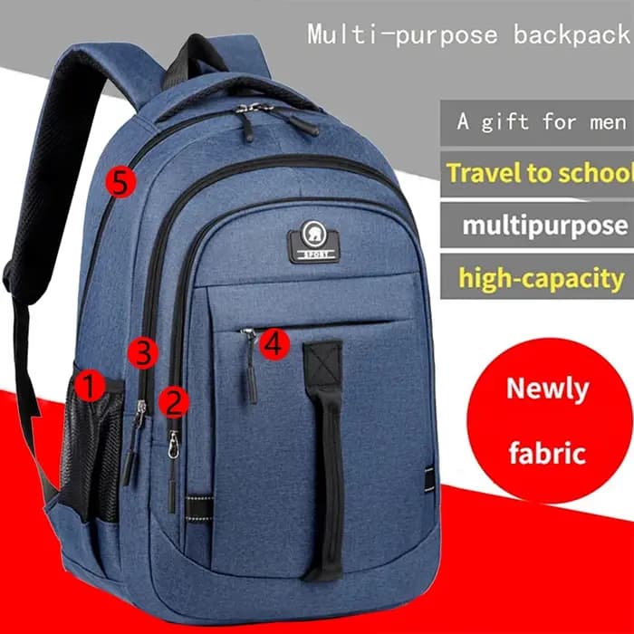 Le sac à dos pour hommes convient aux voyages d'affaires. Il a un design à main avec plusieurs poches et est un sac de livre.