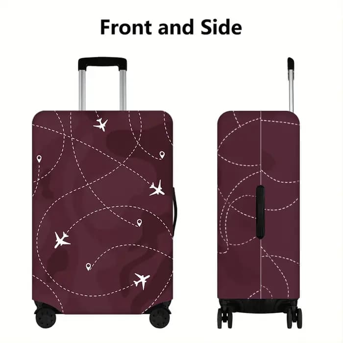 1 housse de bagage à imprimé avion de couleur marron pour bagages de 18 à 32 pouces ; accessoires de voyage anti-poussière et élastiques pour une protection efficace.