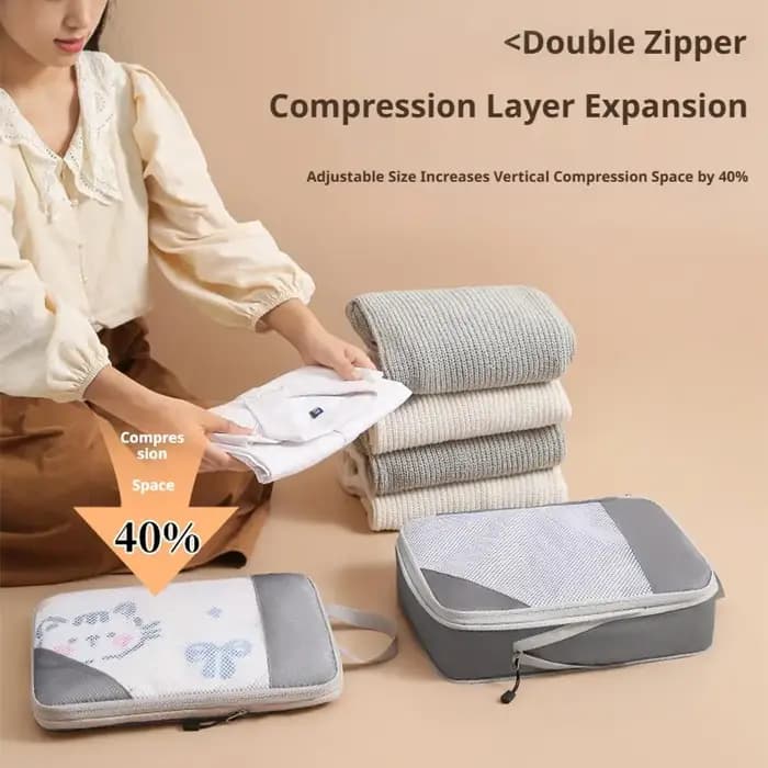Lot de 3 cubes de rangement compressibles pour voyage