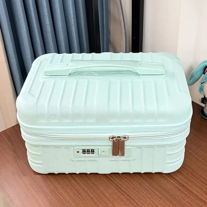 Valise de toilette portable avec serrure à code, poignée intégrée, grande capacité, pour voyages courts, activités de plein air et rangement quotidien