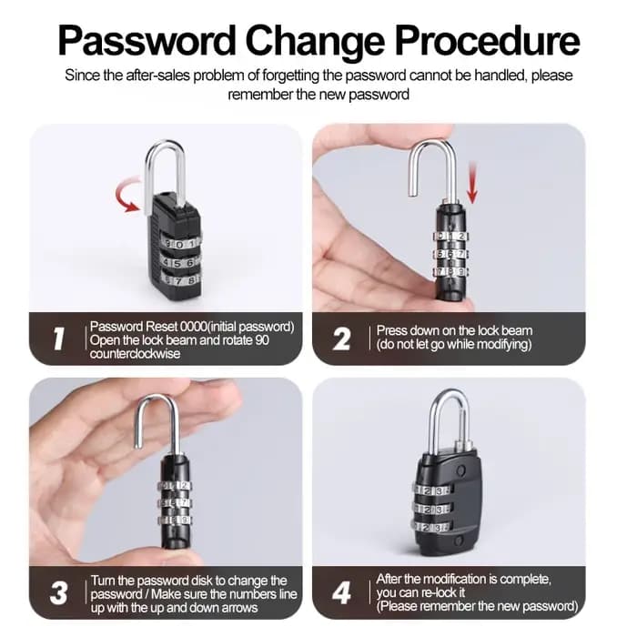 4 chiffres mot de passe serrure combinaison valise bagages métal Code mot