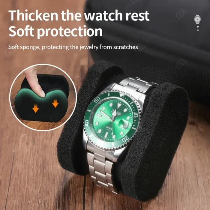 Étui de voyage pour montre à 5 fentes, organisateur de rangement de protection à coque rigide Durable avec oreiller en mousse souple et poignée ergonomique