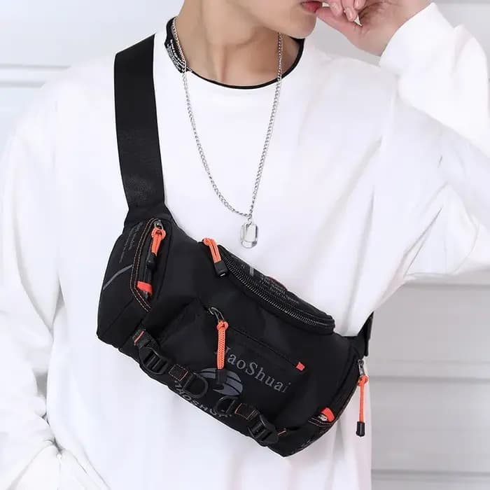 Sac de poitrine cylindrique multifonctionnel pour homme