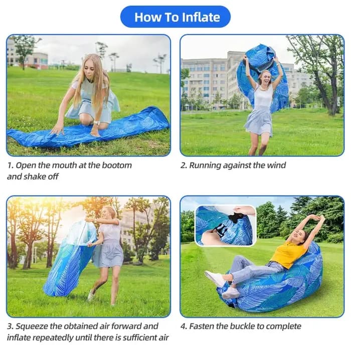 Chaise de plage en plein Air, sac de couchage de Camping à pliage rapide, canapé gonflable étanche,