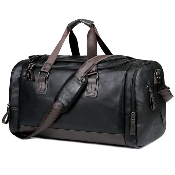 Sac de voyage en cuir véritable fendu pour hommes – Sac polochon de sport résistant à l'eau de grande capacité