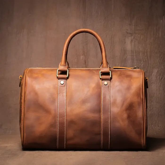 Sacs de voyage rétro en cuir de vachette pour hommes et femmes