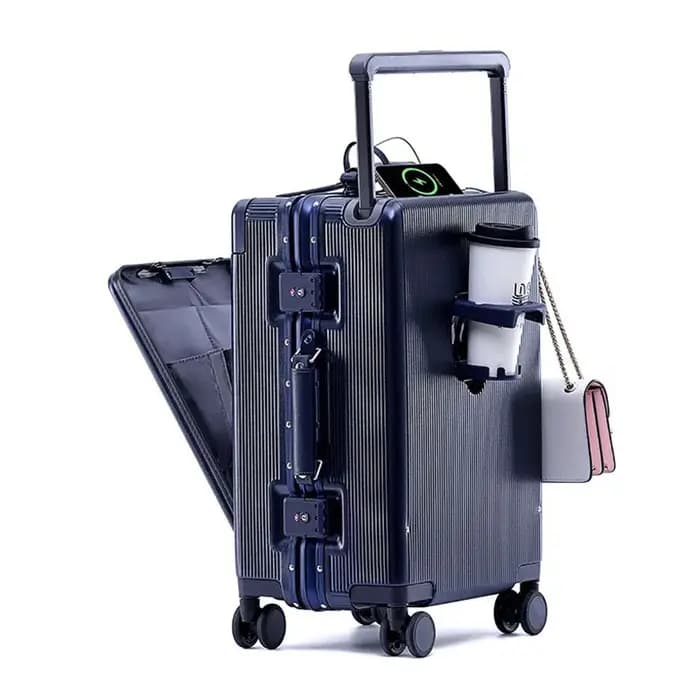 Valise voyage à large poignée avec porte-gobelet USB