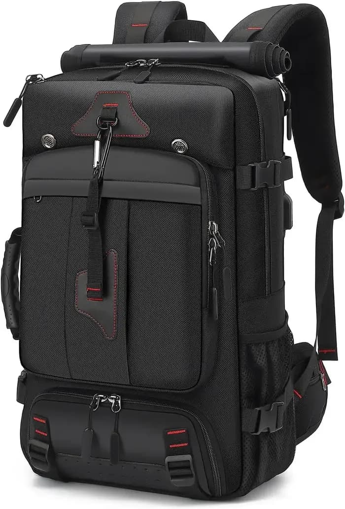 Sac à dos de voyage pour homme 50L, grand sac à dos portable, sac à bagages durable et convertible a