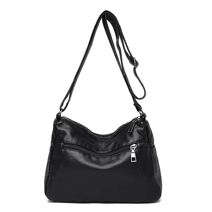 Sac bandoulière noir, sac de voyage avec bretelles réglables et compartiment zippé