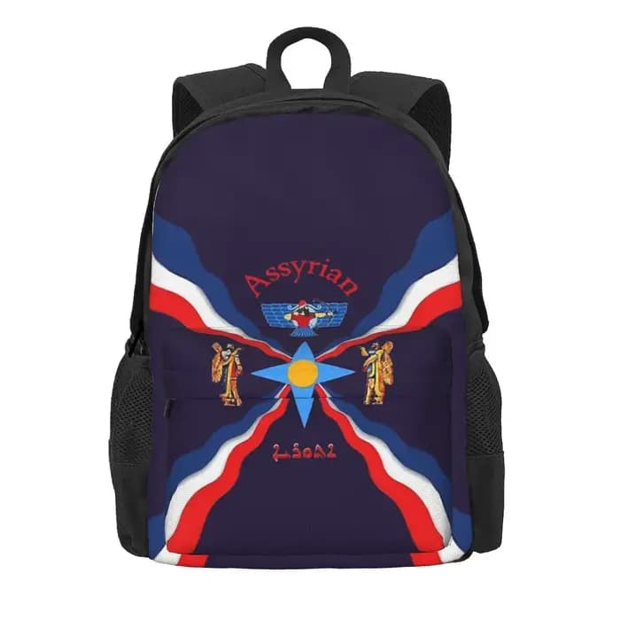 Sac à dos d'école de luxe avec drapeau assyrien Suryoyo pour étudiants, sac de randonnée, sac de voyage, sac à dos de jour pour garçons et filles, sac à livres tendance, sacs à bandoulière