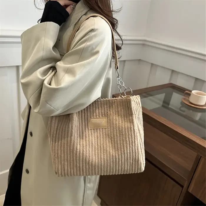 Sac fourre-tout chic en velours côtelé