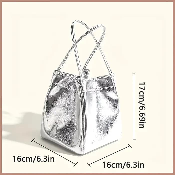 Sac seau mini scintillant argenté