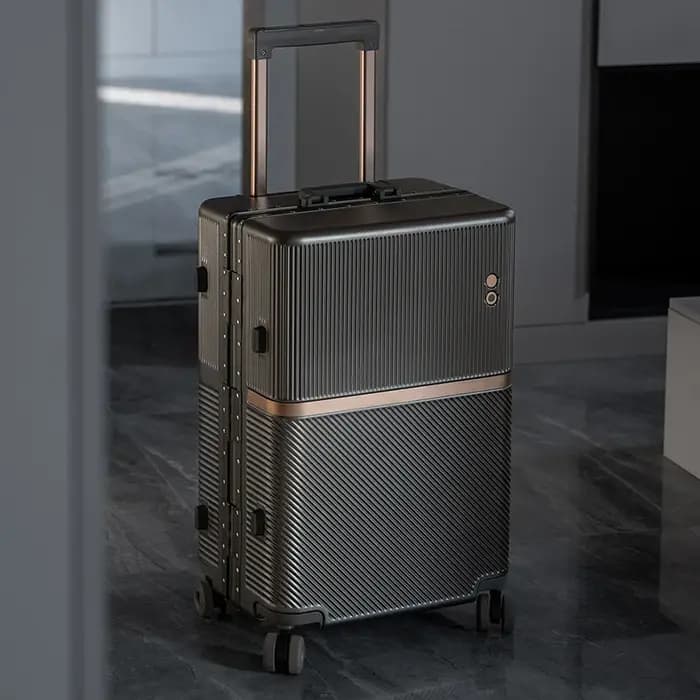 Valise de voyage avec cadre en aluminium doré, valise à main de 20 pouces, chariot PC épais et Durable avec roue de frein de 20 à 28 pouces