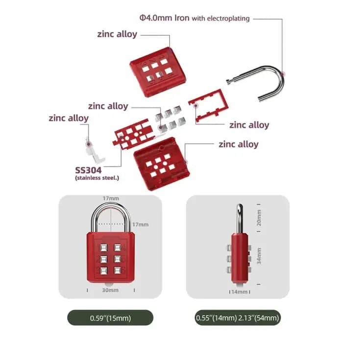 Cadenas à verrouillage par mot de passe antivol à 6 chiffres