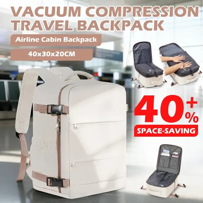 Sac à dos de voyage approuvé Ryanair 40x30x20, sac à dos de compression sous vide pour cabine de com