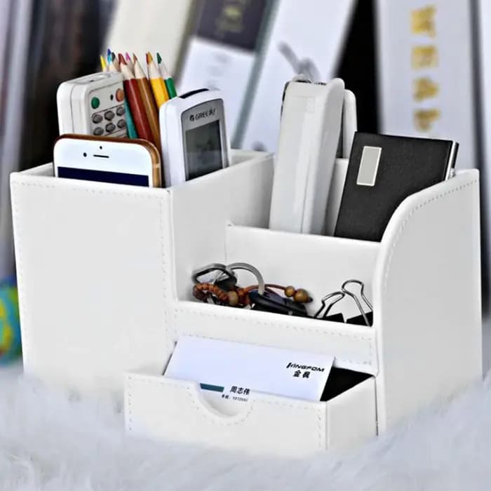 Porte-stylo de bureau en cuir PU, porte-papeterie, organisateur de cosmétiques pour bureau, accessoires de rangement scolaires